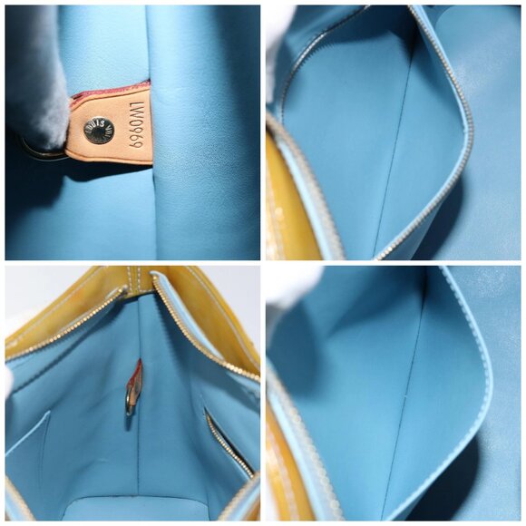 LOUIS VUITTON Monogram Vernis Houston Hand Bag Baby Blue M91005 LV Auth 150110 - Picture 15 of 16